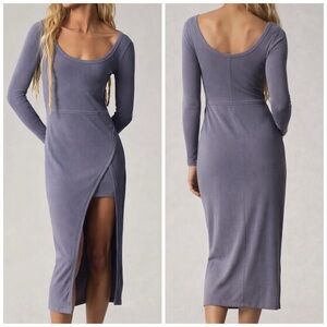 Daily Practice by Anthropologie Wrap Midi Dress in Folkstone Grey